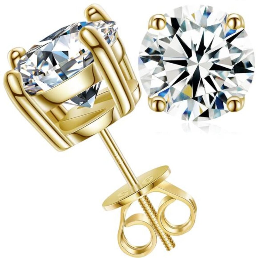 Moissanite Earrings Screw Back 0.2-8 Carat Moissanite Stud Earrings for Women,